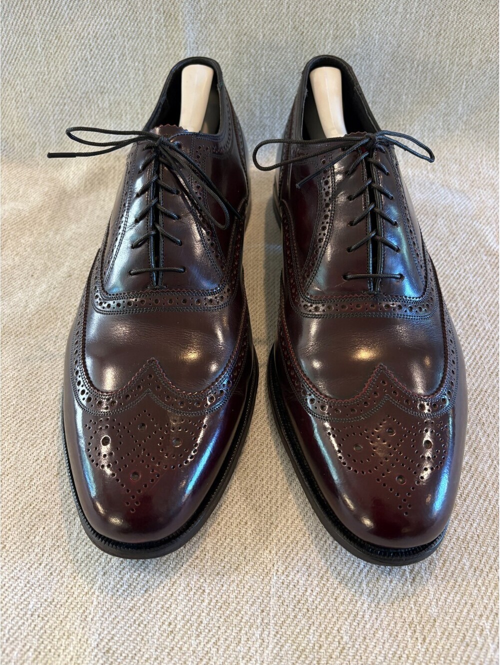 Vintage Florsheim Imperial Kenmoor Wingtip Brogues Burgundy Oxblood Mens 13 D